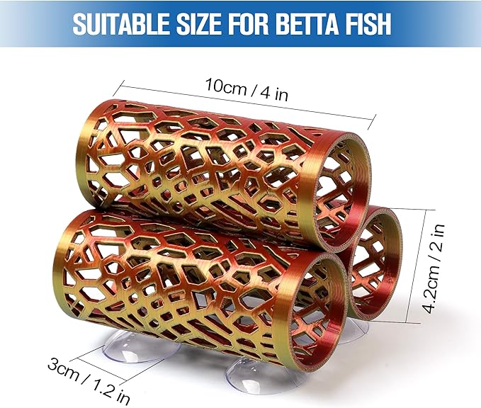 3-in-1 Betta Fish Tunnel,Safer for Small Fish Shrimp Aquarium Decor Resting and Sleeping Tube，Betta Hammock with Suction Cups for Hideout，Fish & Shrimp Toys，Fish Tank Accessory Habitat Cave
