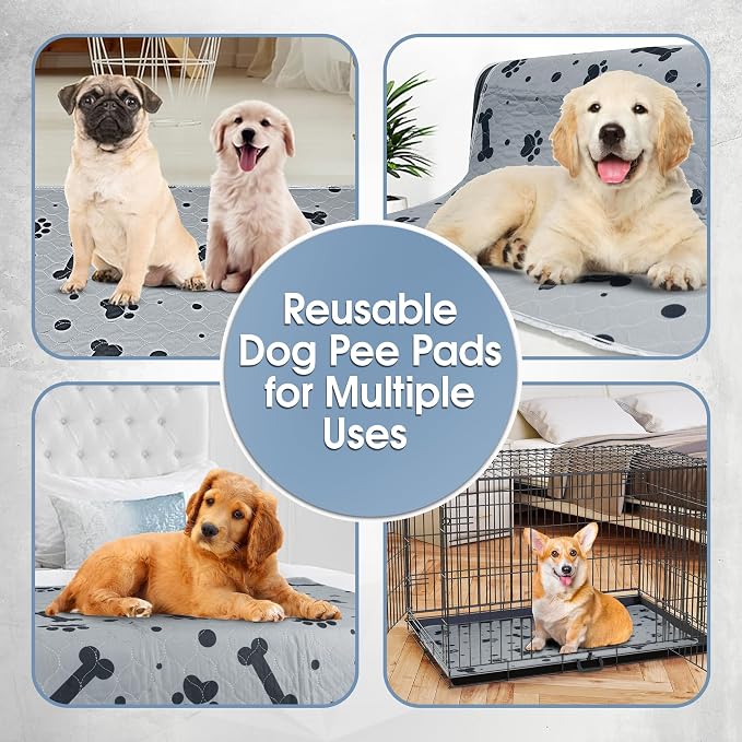 Reusable Dog Training Pads 2 Packs 72’’ x 72’’ Washable Puppy Pads Extra Large Pet Mats for Floor Waterproof Heavy Absorbent Dog Crate Liner for Indoor Use and Large Breed Protection