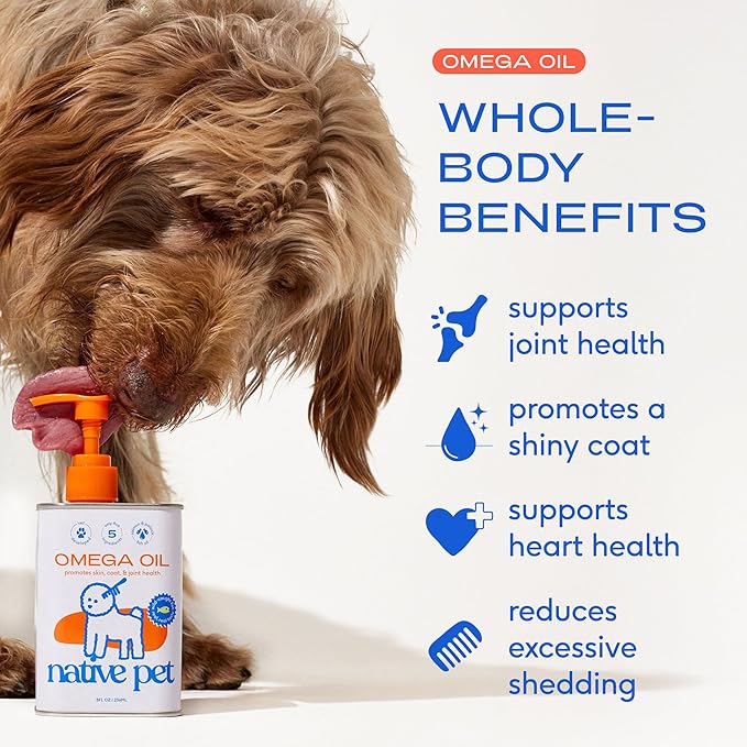 Native Pet Omega 3 Fish Oil for Dogs & Cats – Wild Alaskan Salmon Oil for Dogs Skin and Coat, Supports Joints, Heart & Shedding – Fast-Absorbing Omega 3 6 9 Liquid Supplement – 32oz (Pack of 3)