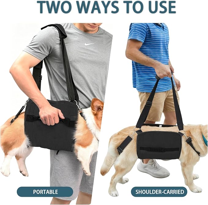 Adjustable Dog Lift Harness, Dog Carry Sling Provides Rear Leg Support for Senior Dogs, Arthritis and After ACL Surgery Dogs,Suitable for Medium to Large Dogs,Black L
