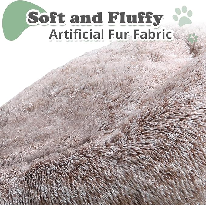 JOLLYVOGUE Dog Beds Large Sized Dog, Calming Anti-Anxiety Dog Bed, Fluffy Donut Cushion for Extra Large Pets (45")