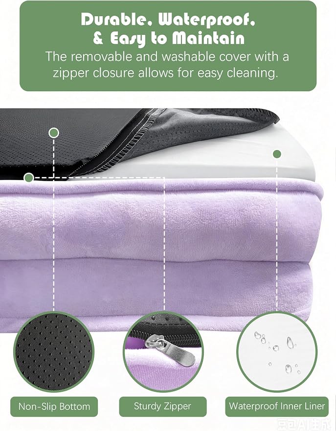Spotted Play Orthopedic Dog Bed with Sides - Sofa Beds for Medium Dogs, Supportive Foam Pet Couch Bed with Washable Removable Cover, Waterproof Lining and Non-Slip Bottom, Purple - M