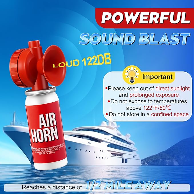 Saillong 1.4oz Boat Air Horn for Safety, Loud Marine Air Horns Can, Mini Small Blow Fog Bear Horn, Emergency Use for Sporting Events, Boat, Animal Alarm