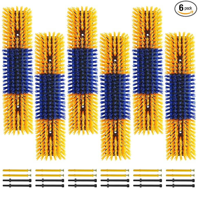 Livestock Scratch Brush With 24 Screws，Animal Back Scratching Brush for Cow,Cattle,Sheep, Horses,Pigs，Massage Grooming Tool (Yellow, 6pcs)