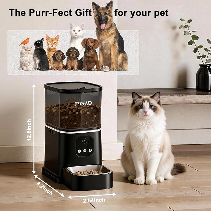Automatic Cat Feeder,2.4G WiFi Automatic Dog Food Dispenser,Auto Dog Feeder with APP Control,5L Timed Auto Cats Food Dispenser w 2-Way Audio for Multiple Pet