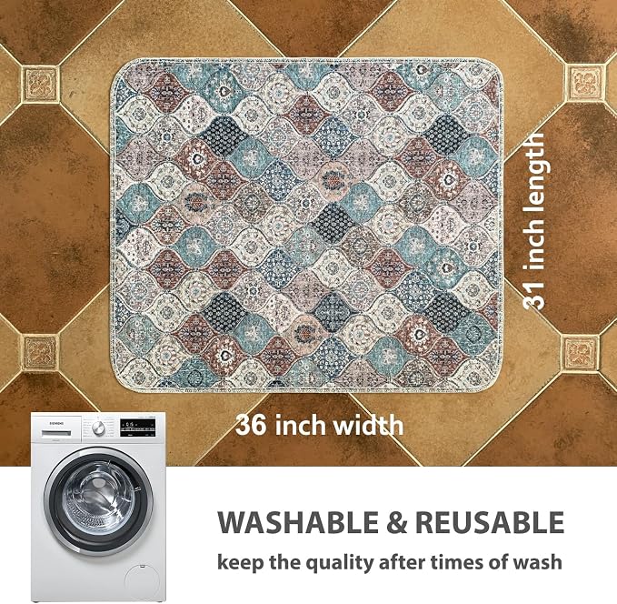 nunubaby Washable Pee Pads for Dogs, Stylish, Non-Slip and Leak-Proof Pee Pads. Reusable Potty Pads for Dogs for Crates and Floors.(Dark Red/Multi,31" x36" )