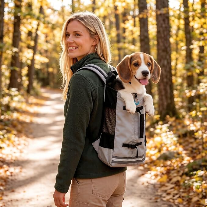 Big Dog Backpack Carrier, Black-L | Extra Large Pet Carrier for 66lbs Dogs, Fully Adjustable Water-Resistant Dog Travel Bag for Hiking Cycling Outdoor Adventures
