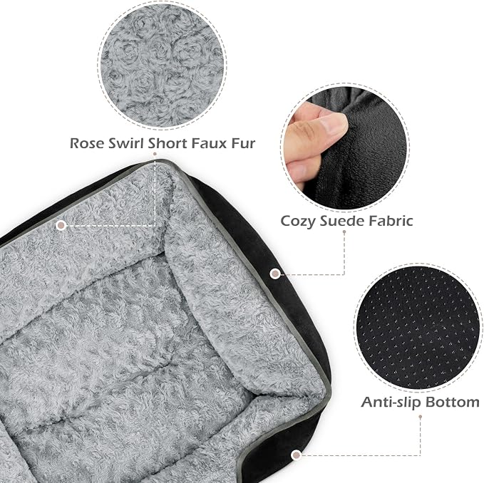 Medium Dog Bed Rectangle Washable Orthopedic Soft Calming Sleeping Pet Cuddler with Anti-Slip Bottom