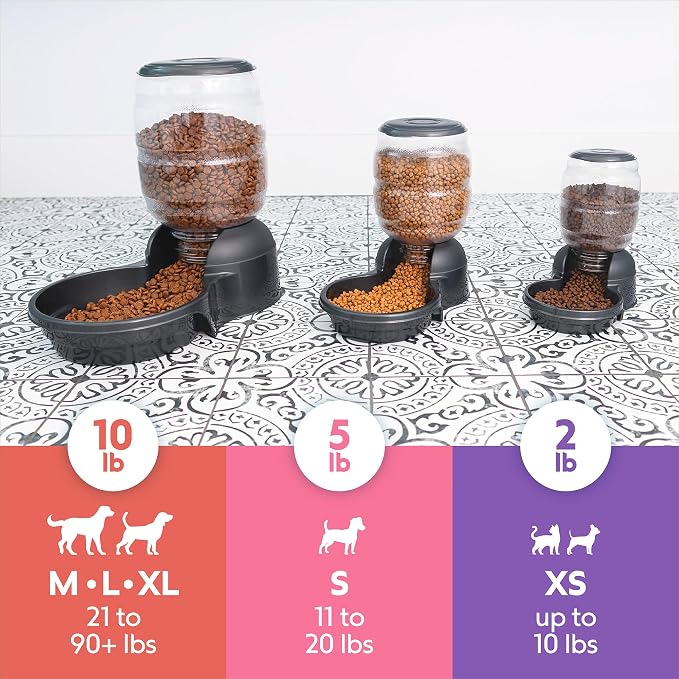 Petmate Replendish Gravity Automatic Dog Water Dispenser Pet Waterer and Pet Feeder Set with Microban Protection Base, 100% BPA Free, Wide Mouth Bowl - 1 Gallon Water, 5 lb Food