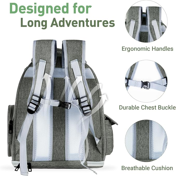 Cat Backpack Carrier Clear Bubble Window for Cats & Small Dogs up to 15 lb | Large Space Breathable Foldable Pet Carrier Airline Approved, Mesh Entry Safety Tether Washable Pad, Travel Hiking Outdoor