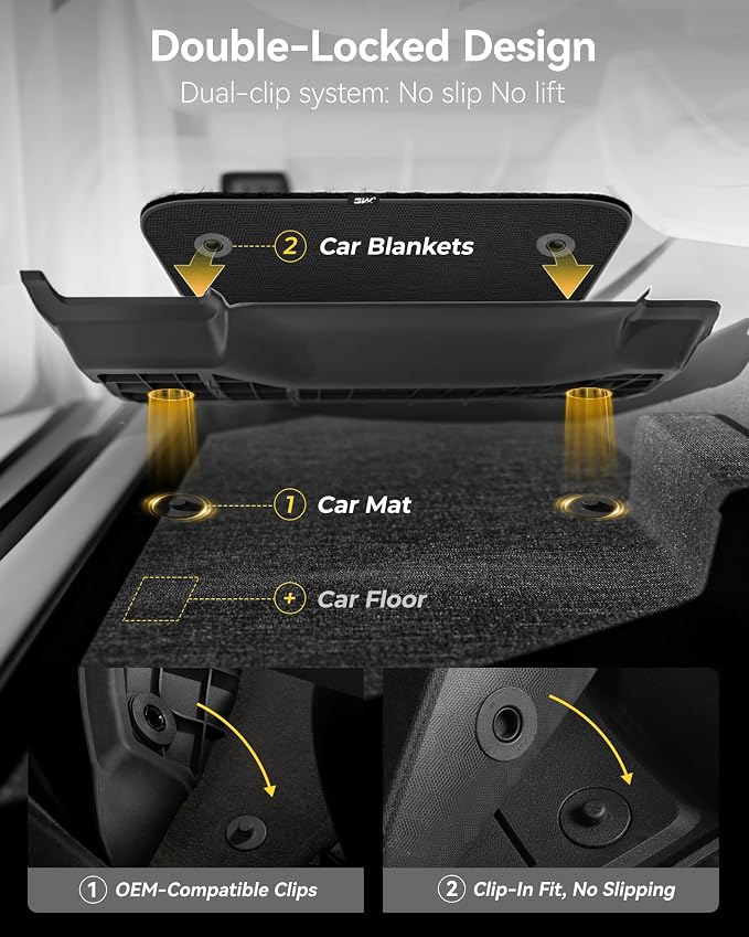 3W Tesla Model Y Juniper Floor Mats with Carpets, Metal Pedal, Double Layer, All Weather TPE Waterproof Custom Fit Automotive Car Floor Liners, Vigormold™