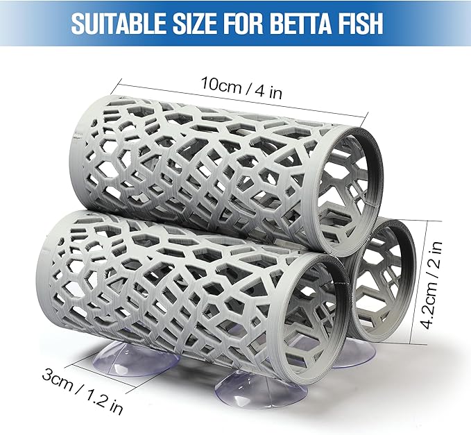 3-in-1 Betta Fish Tunnel,Safer for Small Fish Shrimp Aquarium Decor Resting and Sleeping Tube，Betta Hammock with Suction Cups for Hideout，Fish & Shrimp Toys，Fish Tank Accessory Habitat Cave