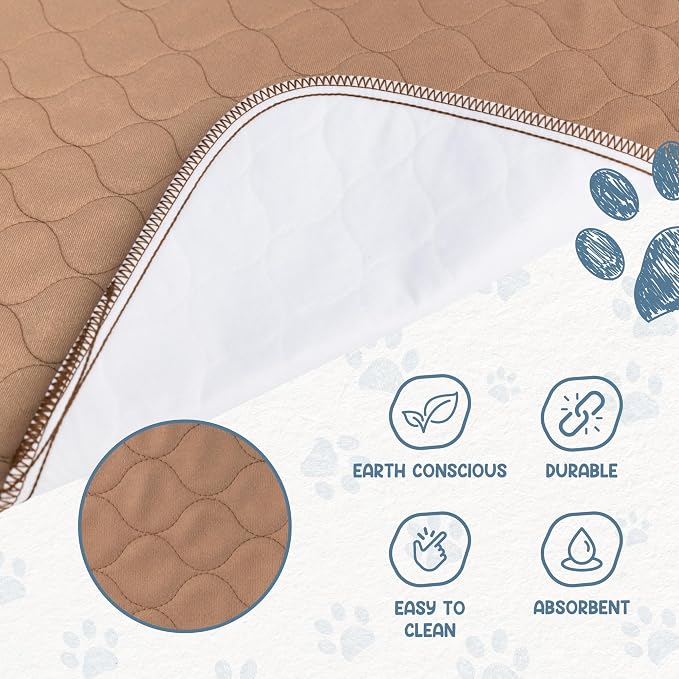 Reusable Dog Pee Pad, Washable Waterproof Round 48 in Mat, 1 Pack | 48-inch round washable waterproof pee pad, reusable slip-resistant mat for dog potty training and whelping with quick-dry
