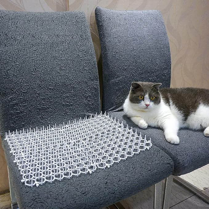 Ley's 12 Pack Cat Deterrent Mat, 6 x 8 in Scat Mat with Spikes, Keep Cats Away from Plants, Indoor Furniture & Outdoor Garden Fence – Pet Repellent Barrier