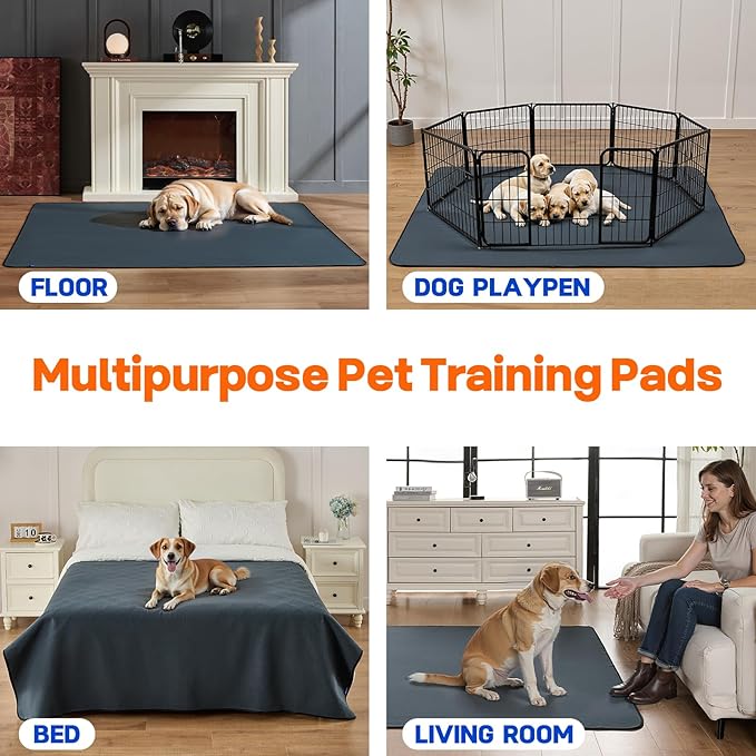 Sunsleek 48"x65" Washable Pee Pads for Dogs Extra Large Non-Slip Puppy Pads | Reusable Waterproof Pet Training Mats, Super Absorbent, for Quick-Dry Whelping Pads & Incontinence for Playpen, Crate, Floor