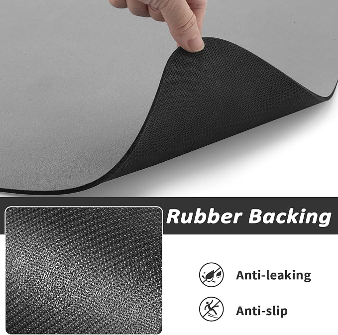 HotLive Dog Food Mat - Absorbent Cat Mat for Food and Water, No Stains Pet Feeding Bowl Mat, Easy to Clean Pet Placemats, Quick Dry Dog Water Dispenser Mat for Messy Drinkers | Grey 12"x 19"