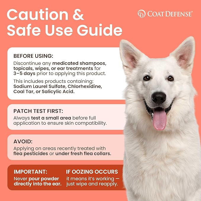 COAT DEFENSE Daily Preventative Powder | Made in USA | 9oz Precision Point Waterless Dog Shampoo & Pet Deodorizer for Smelly Dogs | Provides Anti Itch Relief | Dog Shampoo for Dry Itchy Skin