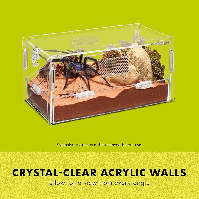 Zilla Micro Habitat Terrarium, Terrestrial, with Locking Latch, for Isopods, Spiders, Insects, Small