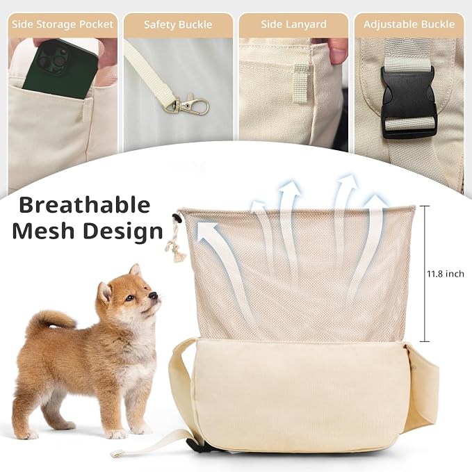 ONECUTE Dog Sling Carrier 15 lbs, Small Dog Carrier Sling for Cat & Puppies | Suitable For Carrying Pet 3-10lbs, Spacious Space So Pets Will Not Be Crowded, Adjustable Shoulder Straps And Breathable Mesh