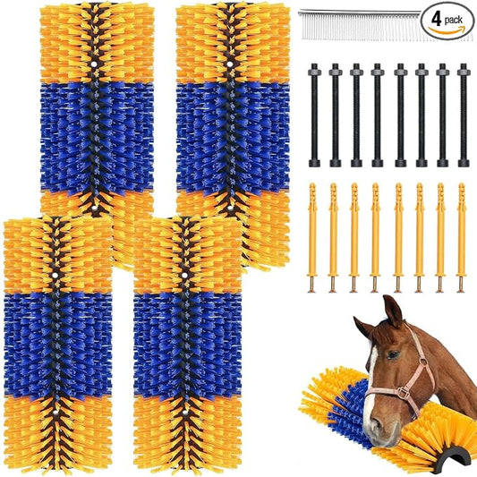 2/4PCS Livestock Massage Brush, Horse Cow Goat Pet GroomingTools | Durable livestock massage brush with 8 screws, ideal for horses, cows and goats grooming, cleaning