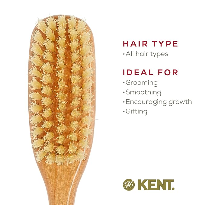Kent BA10 Newborn Baby Hair Brush with Soft 100% Pure White Natural Bristle, Cradle Cap Hairbrush for Infant, Toddler and Kids with Cherrywood Base. Encourages Growth and Shine, Made in England