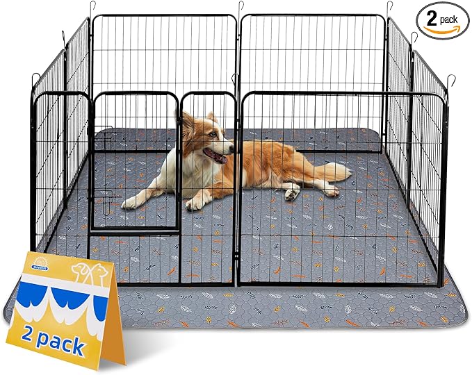 Sunheir Washable Pee Mats for Dogs - Large 48" x 48" 2-Pack Reusable Puppy Pads, Absorb Dog Mats, Whelping Pad, Non-Slip, Protects Urine Leakage (Light Grey, 48x48)