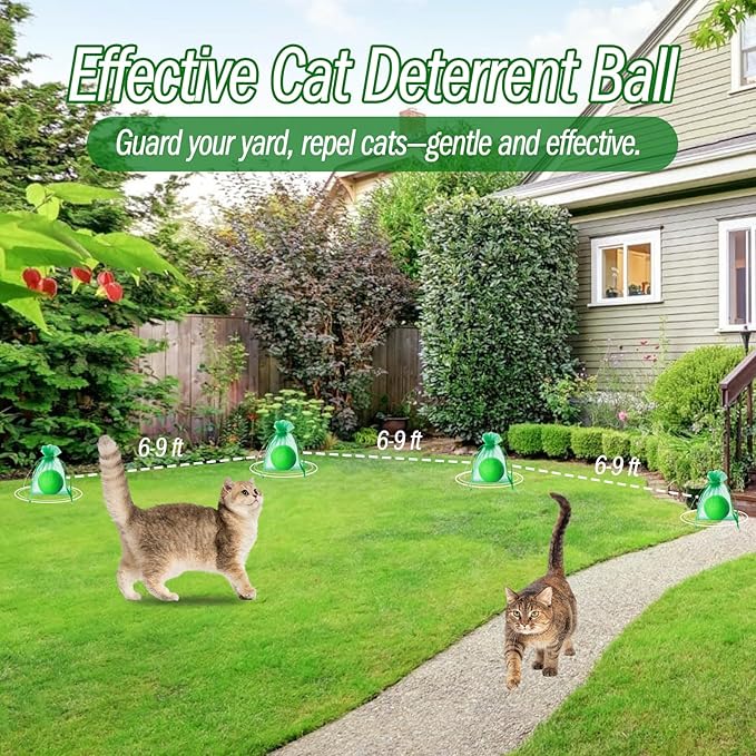 Cat Deterrent Outdoor & Indoor, 10 Pack Natural Peppermint Oil Cat Deterrent Balls to Keep Cats Out of Yard Permanently, Anti Cat Scratching & Chewing Furniture & Peeing from Lawn, Yard, Garden
