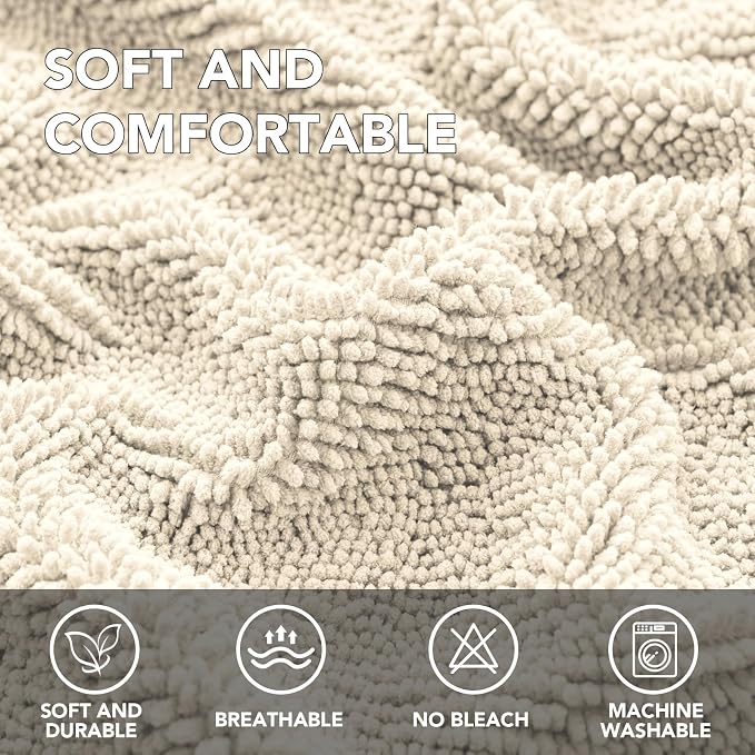H.VERSAILTEX Non Slip Pet Couch Cover Chenille Dog Bed Protector Thick Soft Sofa Slipcover Pet Friendly Washable Couch Cushion Covers for Pets (30" x 70", Ivory)