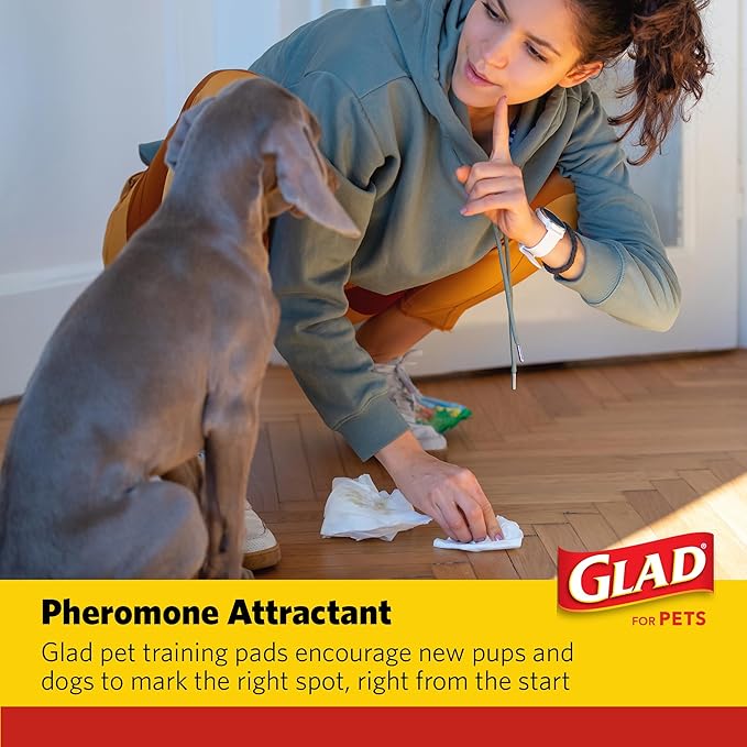 Glad for Pets XL Charcoal Training Pads, Heavy Duty Leak-Resistant Puppy Pee Pads with Activated Carbon Odor Control, Quick-Dry Quilted Top, Indoor Potty & Crate Liner, 24 x 24 in, 100 Count