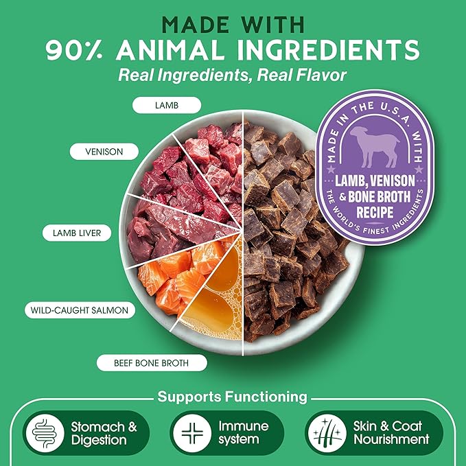 Farmland Traditions The Good List Air-Dried Dog Food, Premium Lamb, Venison, & Bone Broth for Dogs, Protein Rich & Grain-Free Nutrition, 5.5 Pound Bag