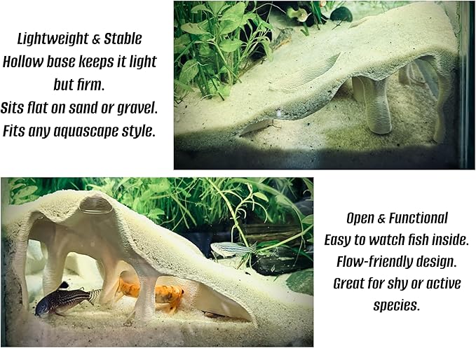 Aquarium & Terrarium Corner Underground Cave – Faux Mangrove Root Hideout for Betta, Corydoras, Shrimp, Geckos & Snakes – Natural-Look Tank Decor in Textured Root Style (Desert Tan, 7.5''x7.5''x4'')