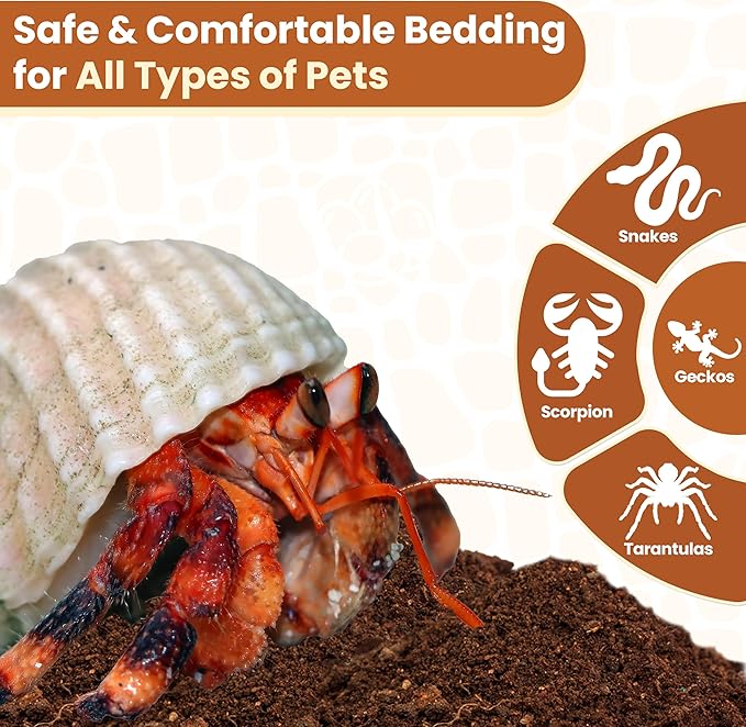 Gro-Med ReptiCare Coconut Fiber Substrate for Reptiles 12 Q, Organic Ready to Use - Odor Absorbent Coco Coir Terrarium Bedding for Ball Pythons, Boas, Snakes, Tortoises, Geckos, Frogs and Tarantulas