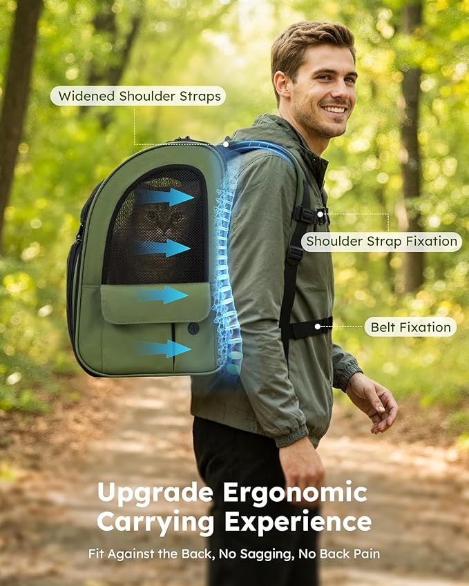 pecute Pet Backpack Expandable, Cat Carrier Backpack with Breathable Window | Durable Oxford Cloth, Lockable Zipper,Use for Pet Under 11 lbs to Travel