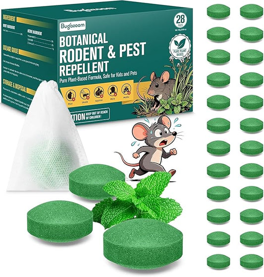 Natural Peppermint Oil Moth Balls for Rodents Deterrent‌ Balls - 28 Pack‌, Family & Pet-Safe, Long-Lasting Rodent Control for Home/Garden