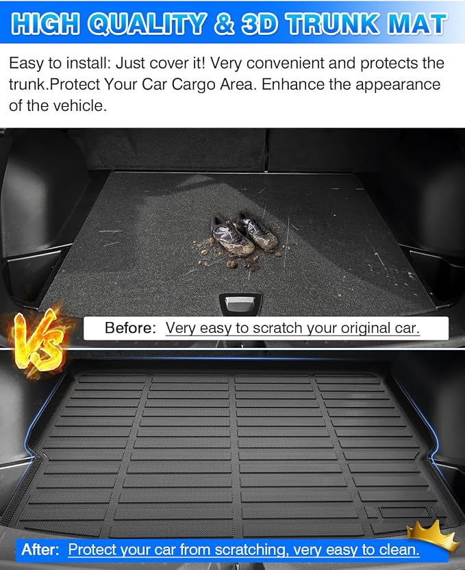 Cartist Cargo Mat Compatible with Chevy Blazer 2019-2024 2025 2026 Accessories Trunk Mat TPE All Weather Anti-Slip Odorless Cargo Liner for Blazer Accessories