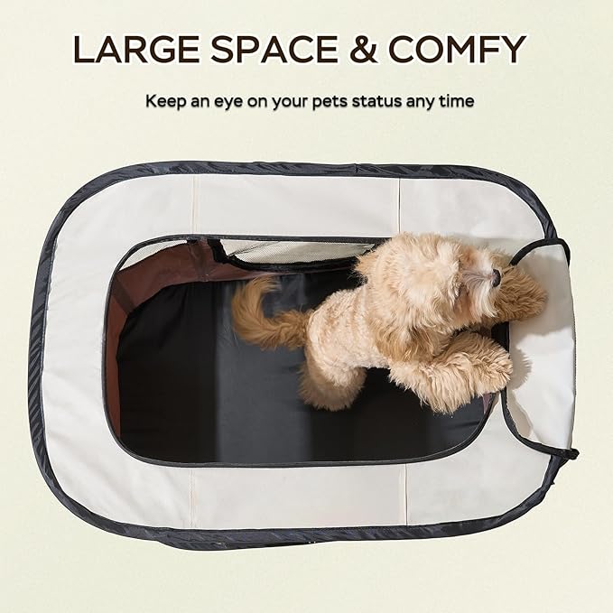 XRG Foldable Pet Playpen,Indoor Cat cage Puppy Crates M(31.5"x23.6"x21.7") | Portable Dog Crates with Upgrade Breathable Mesh，Sturdy Cat Kennel Indoor & Outdoor for Rabbit or Small Animals,Brown