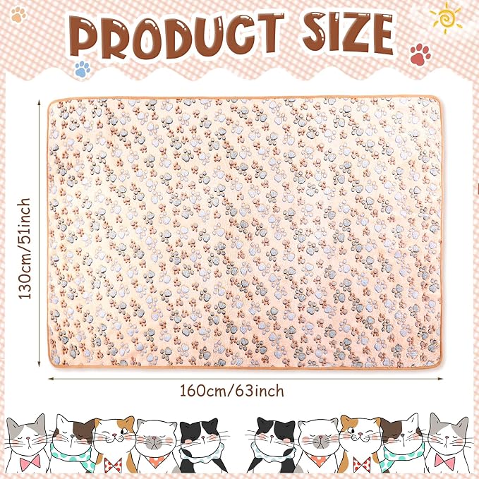Tatuo 4 Pack Fleece Dog Blankets for Puppy Cats Multi-Size Sleep Mat for Pet Guinea Pig Soft Washable Warm Crate Bed Puppy Teething Toys Print Pattern Blanket Indoor(Mixed Color,51 x 63 Inch,Paw)