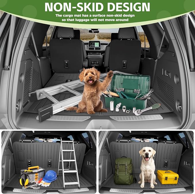 Cargo Liners for 2022-2025 Chevy Chevrolet Tahoe/GMC Yukon Trunk Mat with 3rd Row Seat Back Cover Accessories, All Weather Rear Cargo Mat Backrest Protector(Not for Yukon XL)