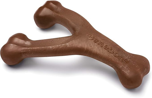 Jouet à mâcher résistant pour chien Benebone Wishbone pour mâcheurs agressifs, goût beurre de cacahuète, fabriqué aux États-Unis, grande taille