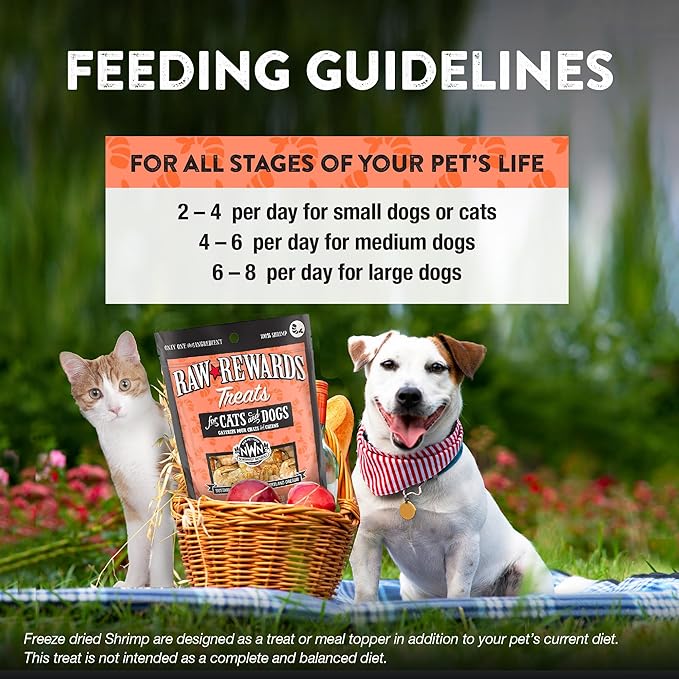 Northwest Naturals Raw Rewards Freeze-Dried Shrimp Treats for Dogs and Cats - Bite-Sized Pieces - Healthy, 1 Ingredient, Human Grade Ingredients, All Natural, Proudly Made in USA, 1 Oz (Pack of 3)