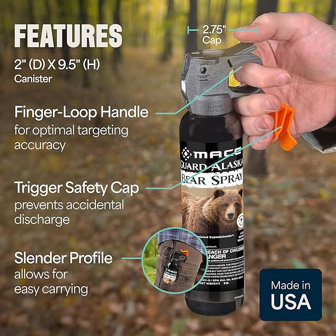 Mace Animal Defense Sprays - EPA Registered Animal Deterrent, Max Strength OC, Outdoor Safety Personal Protection for Women & Men, Guard Alaska Bear Spray OR Mace Dog Spray Options