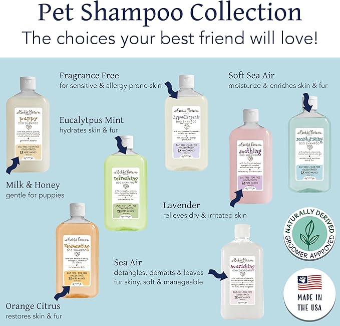 Bobbi Panter Oatmeal Dog Shampoo Aloe Vera, Chamomile & Rosemary – Moisturizing Natural Formula for Dry Skin, Tear-Free, 30:1 Concentrate, Made in USA, 14 oz