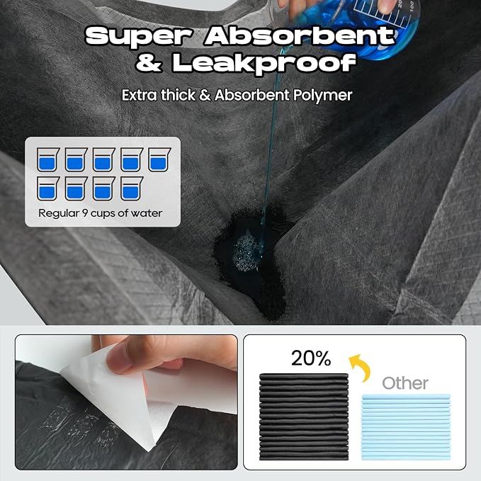 Charcoal Puppy Pads X-Large 28"x34" 60 Count with Adhesive Tabs