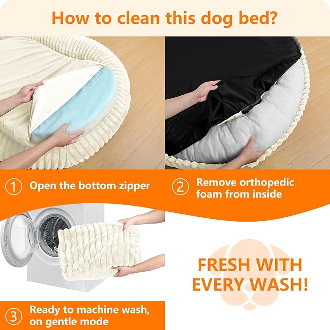 Human Dog Bed for Adult, Orthopedic Gel Memory Foam, 71"x47"x9" | Human Dog Bed Fits Adult & Pets, Reversible Egg-Crate Foam Cushion, Washable Pet Bed with Blanket, Beige
