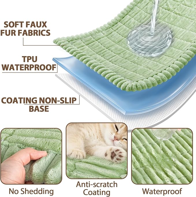 FUANGUI Waterproof Couch Cover Sofa Cover for Dogs and Pets Sofa Protector | Non-Slip Washable Fuzzy Soft Cat Sofa Slipcover for 2-3 Cushion Couch Sofa Pet Friendly, Grass Green, 27.6" x 94.5", 1 pcs