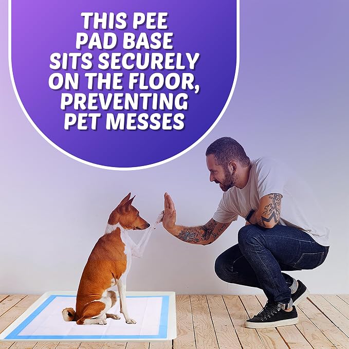 Dog Pee Pad Holder - Fits Up to 30” x 36” Pee Pad - 1 Pack - White | Stable Grip, Soft Edges, Quick Wipe Silicone Surface, Dog Pad Holder for Indoor Flooring Protection