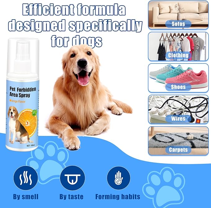 No Chew Spray for Dogs 2 Pack (100ML) Natural Ingredients Bitter Apple Spray for Dogs Alcohol Free Deterrent Spray to Stop Chewing Barking Marking and Nibbling