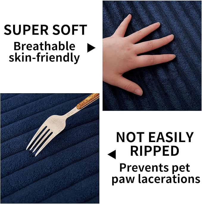 HAOMAIJIA Waterproof Couch Cover for Dogs Washable,Faux Fur Pet Couch Covers for Sofa,Soft Dog Bed Cover Non-Slip Couch Covers for 3 Cushion Couch Sofa Pet Friendly (Navy Blue, 35" x 95" 1 Pack)