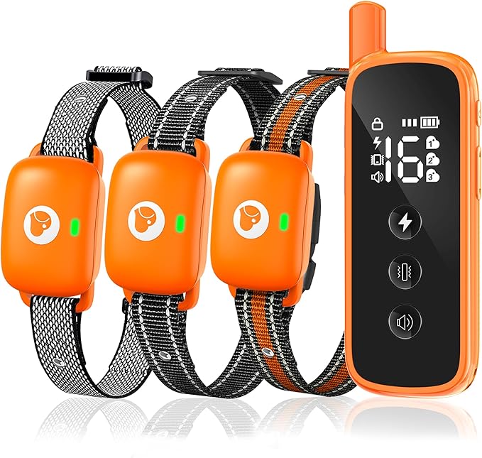Dog Training Collar - 2600FT Dog Shock Collar with Remote Control, Beep/Vibration/Shock, Security Lock, IP68 Waterproof Rechargeable Electric Collar for All Breeds (Orange)
