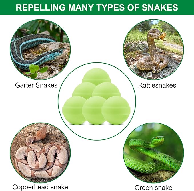 24 Pack Snake Repellent for Yard Powerful, Snake Away Repellent for Outdoors, Moth Balls for Snakes, Pet Safe Snake be Gone for Lawn Garden